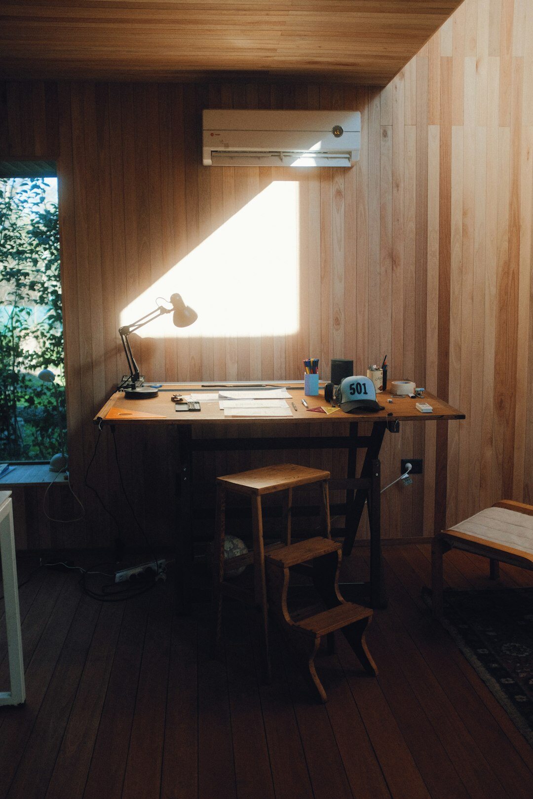 writer at wooden desk